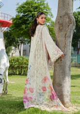 3-PC Unstitched Embordered Luxury Lawn By Elaf | ELH-7A WHITE EMPRESS